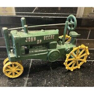 Heavy Cast Iron John Deere Tractor – 11” Vintage Farm Toy Display